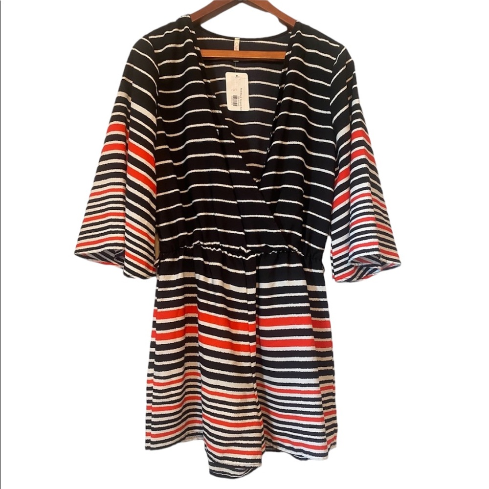 TuaTua Red and Black Striped Shorts Romper